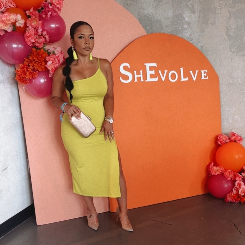 SHEIN Yellow Green One Shoulder Bodycon Dress